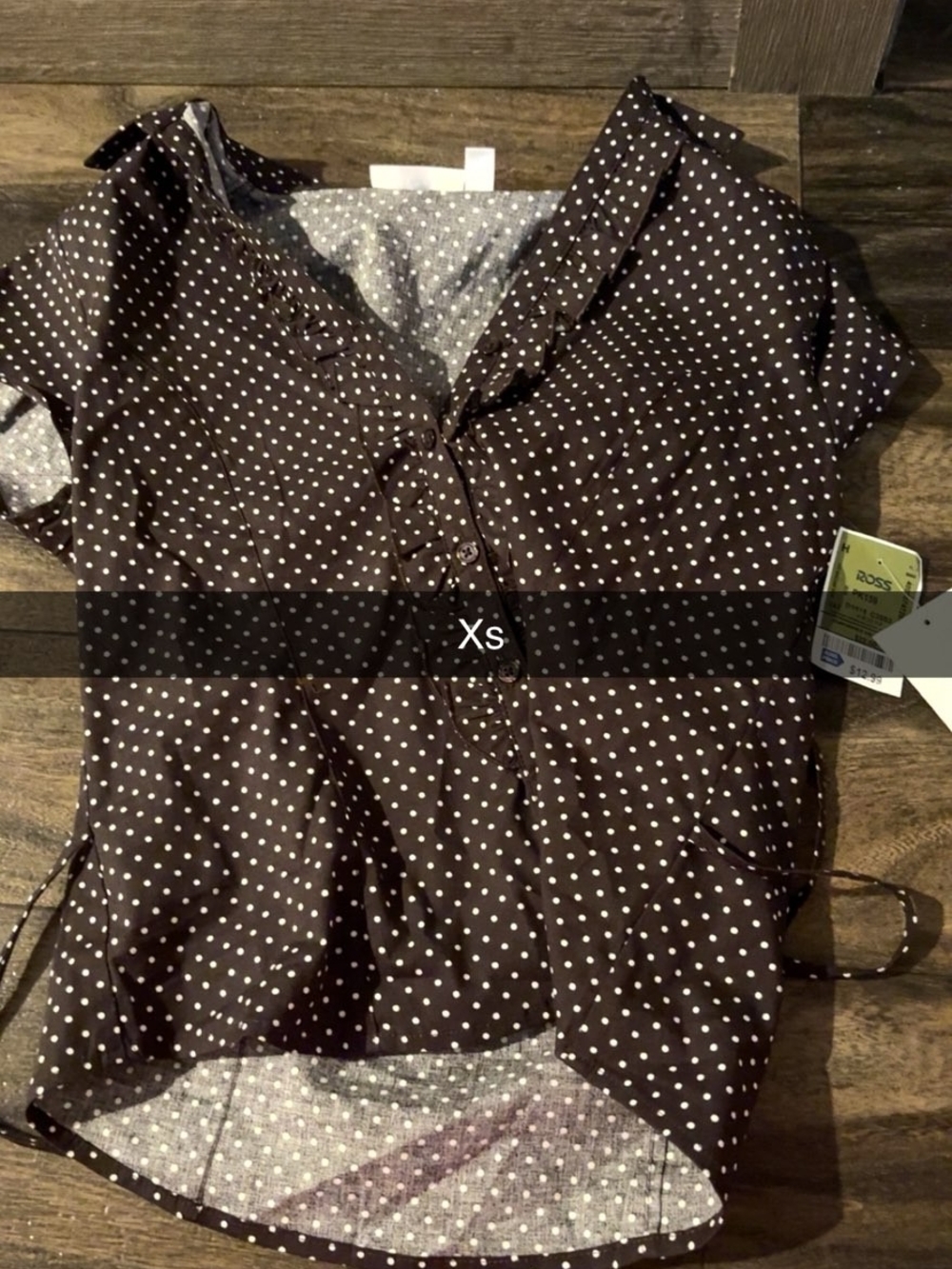 Polka Dot Button-Front Cap Sleeve Top - Brown